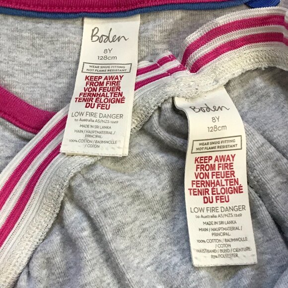 Boden Dog Print 2 Piece Pajama Set Girls Size 8 Gray Pink 100% Cotton FAIR - Picture 11 of 13